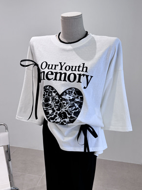 (무배) 메모리 리본디테일 오버핏 티셔츠