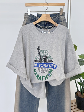 (무배) 뉴욕 롱루즈 피치기모 티셔츠